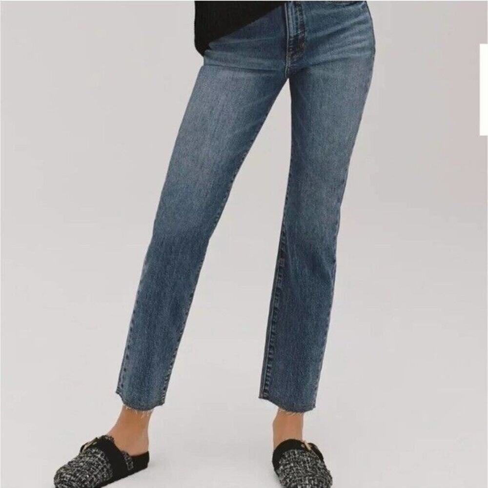 Anthropologie Pilcro The Vintage Straight Jeans Raw Hem Blue Women's Size 32